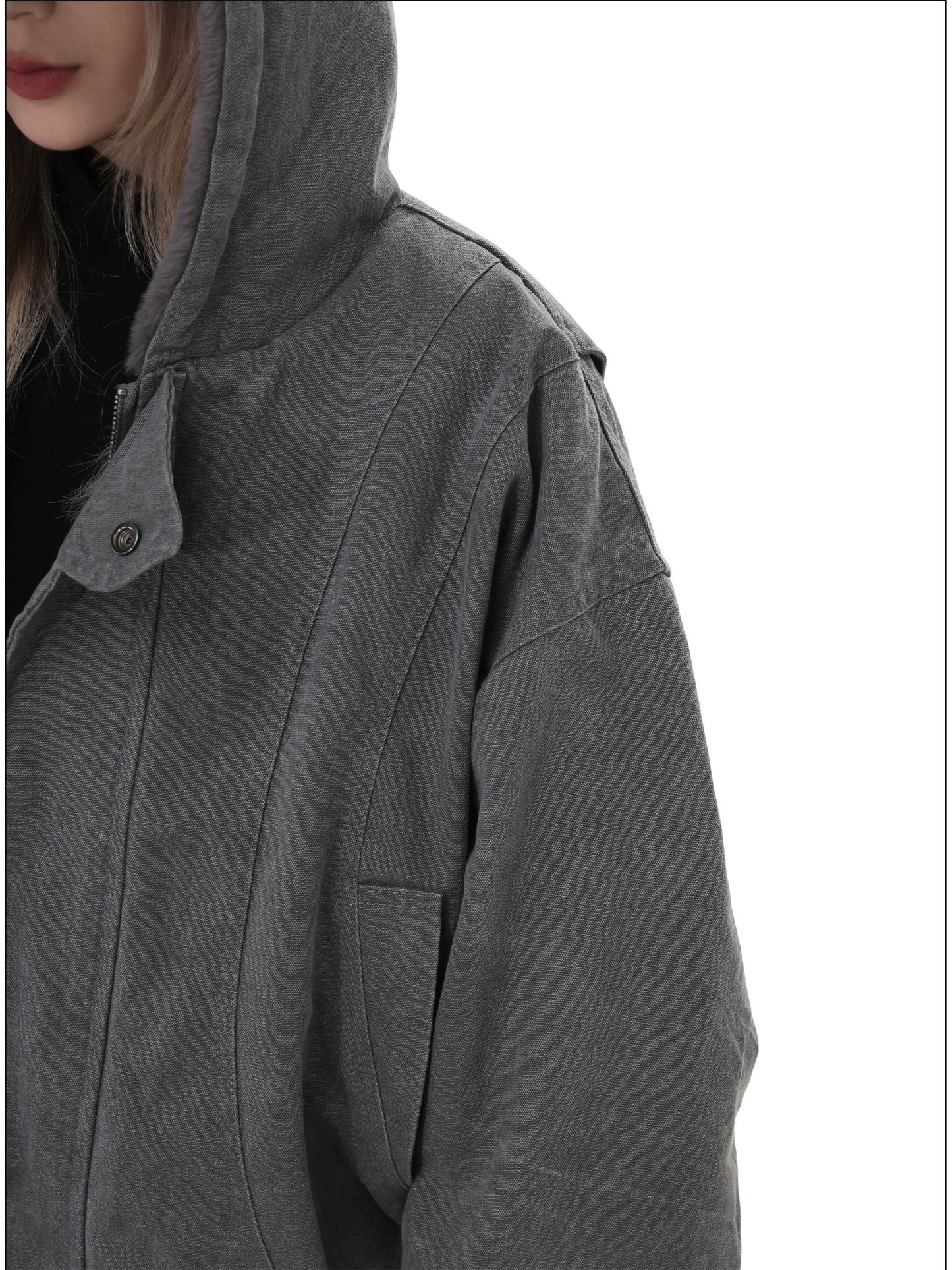 Heavyweight Hooded Velvet Denim Jacket