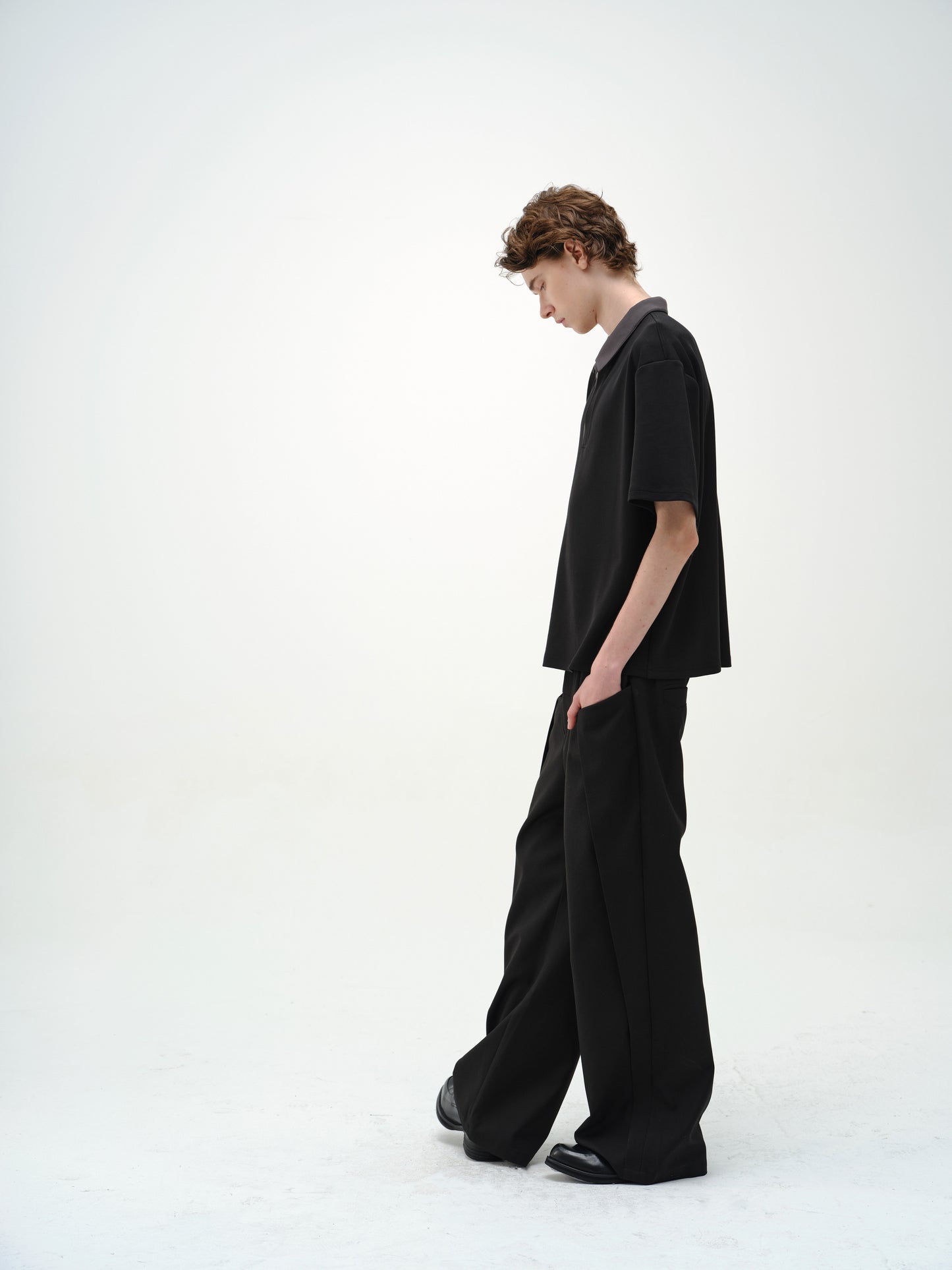 Single-button polo shirt