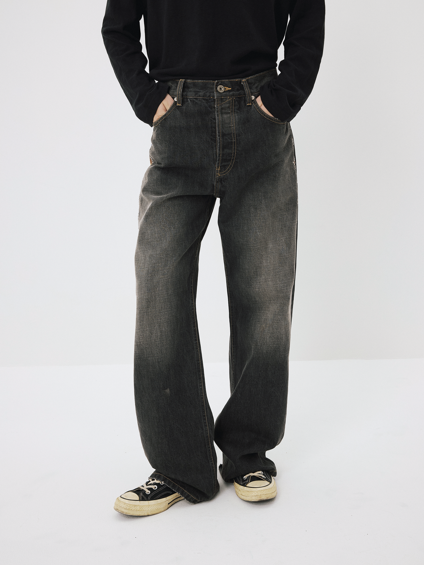 Vintage Studded Denim Pants