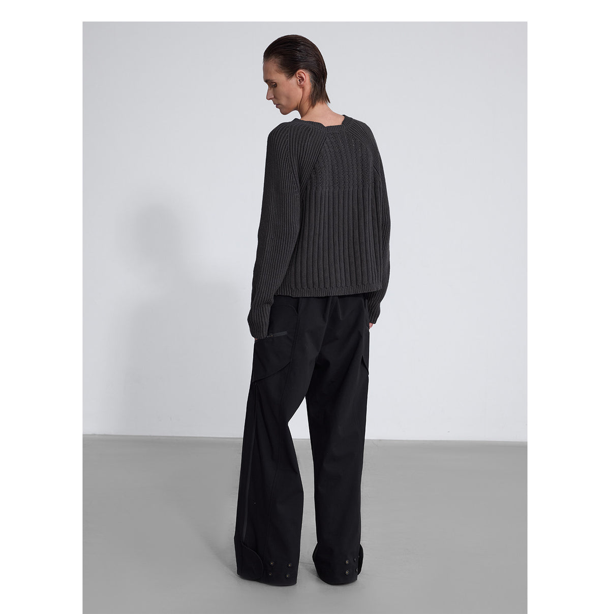 Openwork Raglan Short-Sleeve Knit Sweater