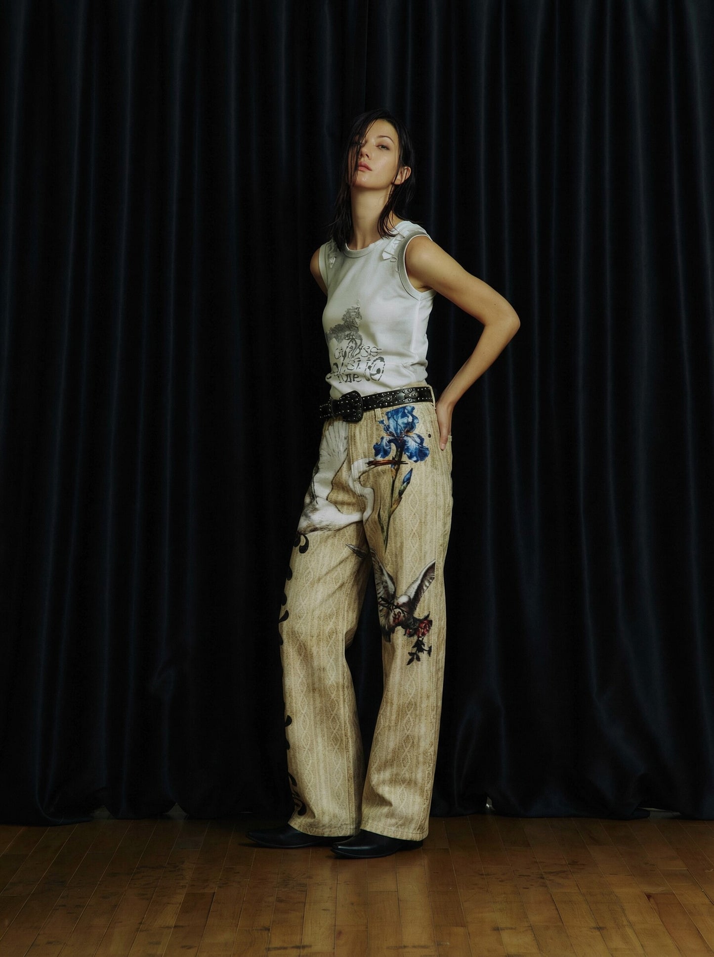 3D-Printed Denim Casual Pants