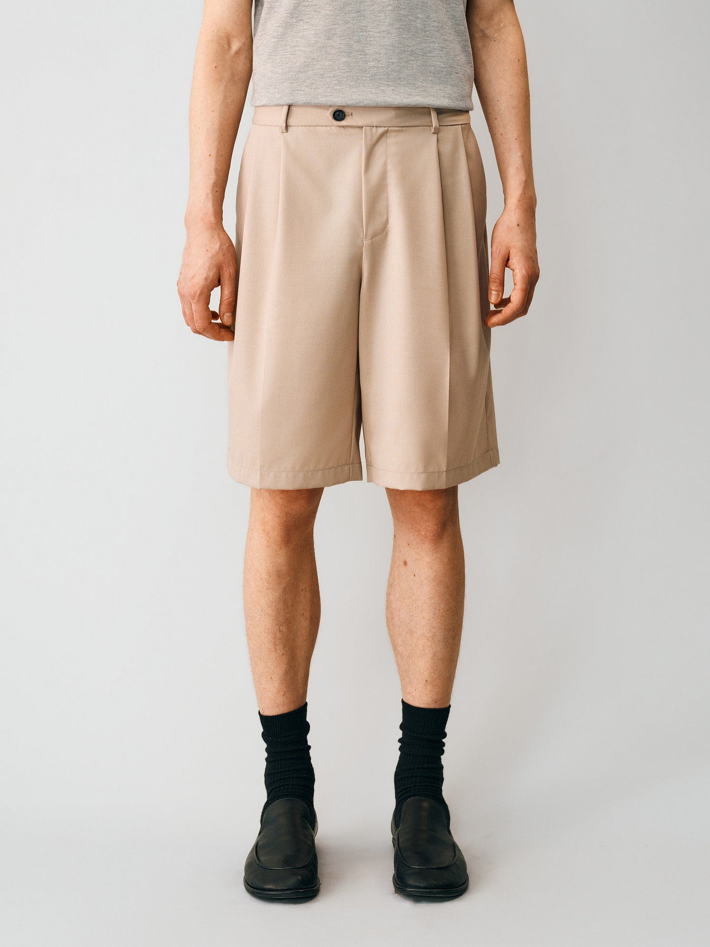 Double-Pleated Shorts