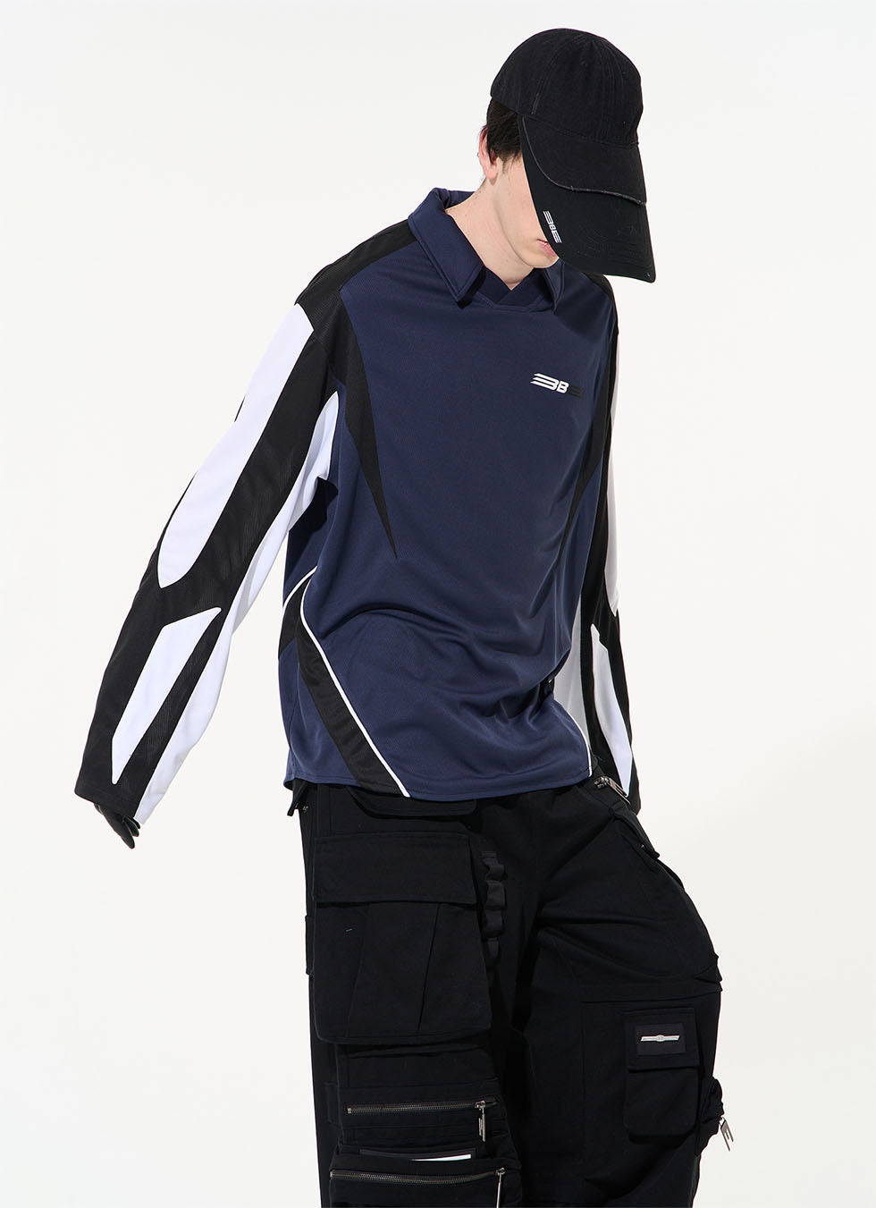 Colorblock functional multi-layer sporty polo shirt