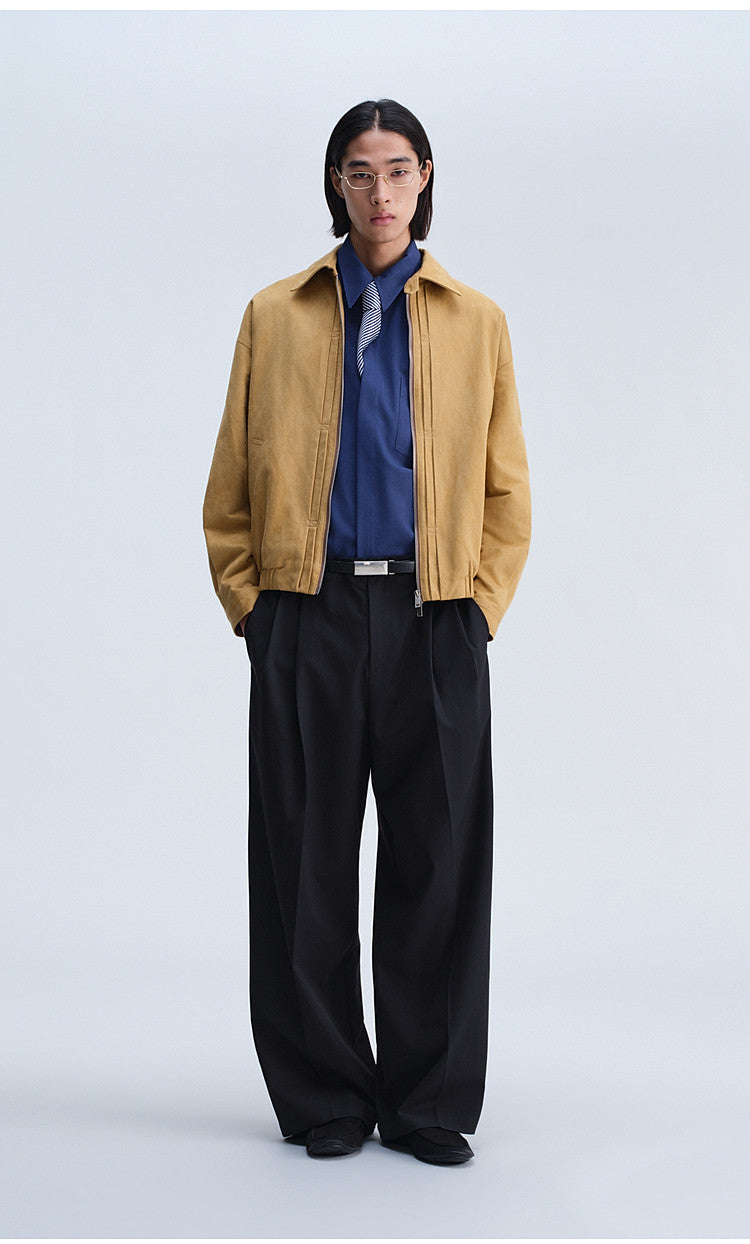 Vintage-Cut Drape Blend Casual Pants