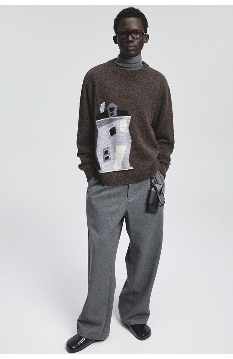 Cotton Blend Casual Straight-Leg Pants