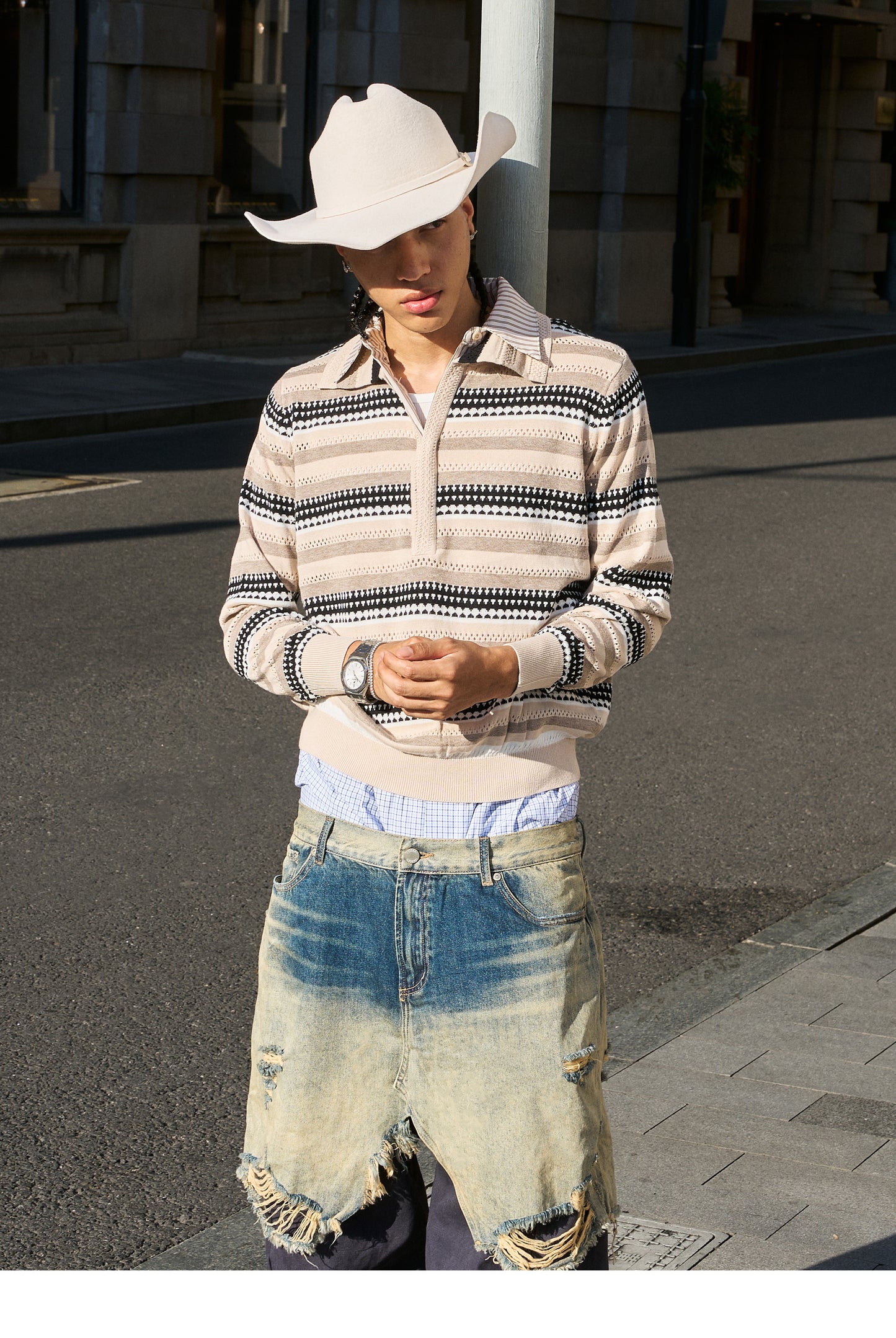 Fake Two-Piece Lapel Knit