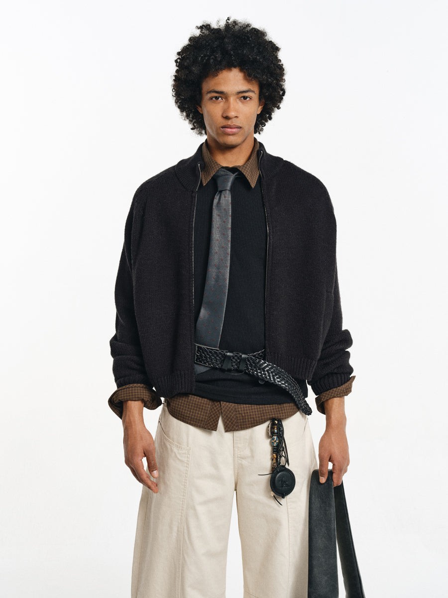 Wool Blend Stand Collar Jacket