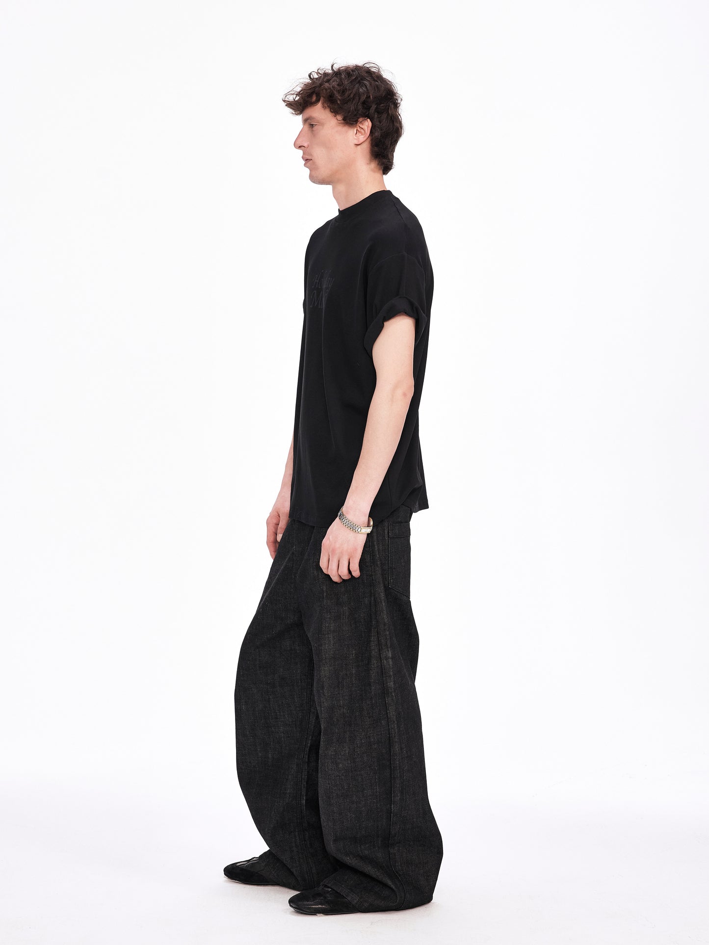 Roll-Up Sleeve Printed T-Shirt