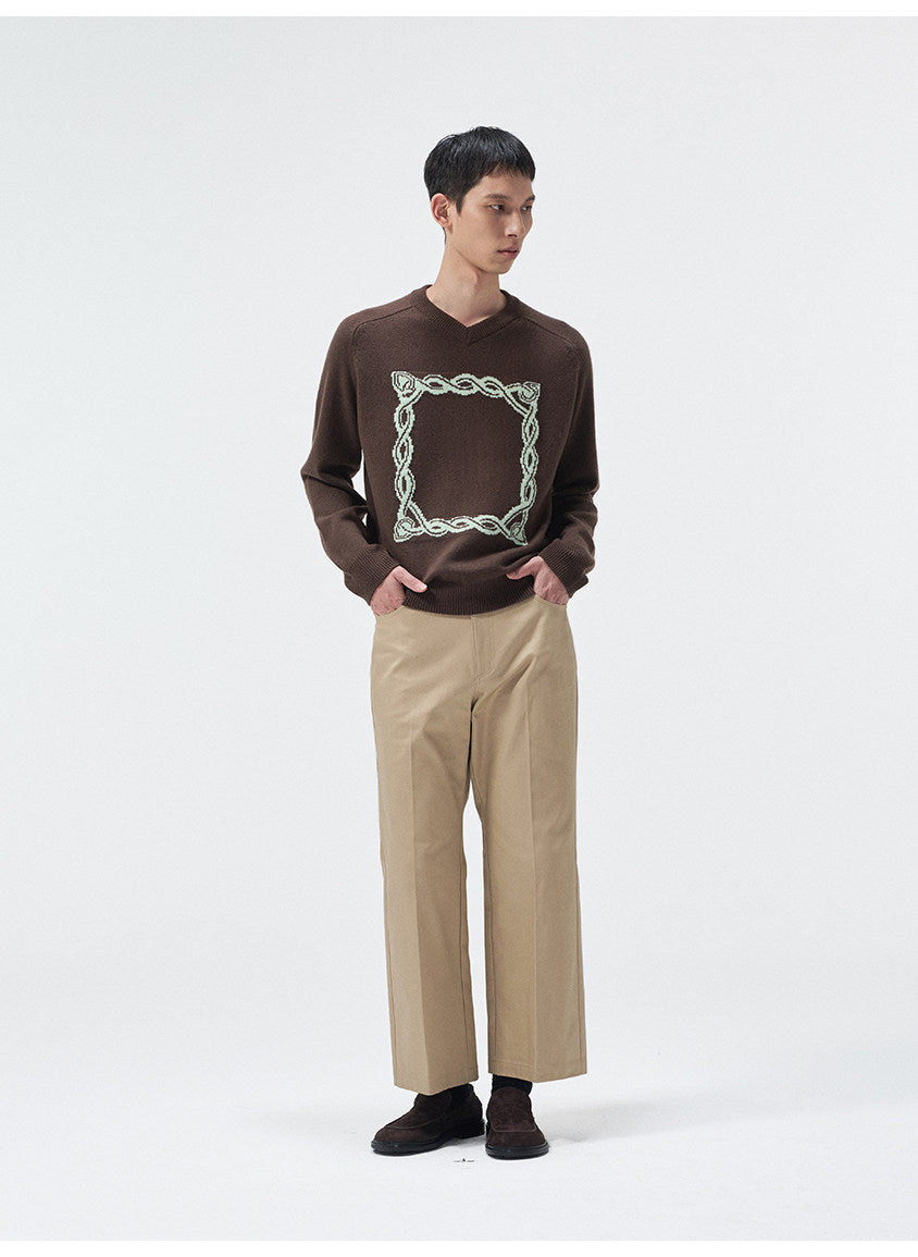 Original Knot Jacquard V-Neck Sweater