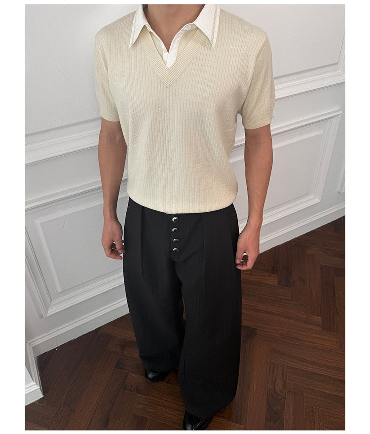 Faux Two-Piece Vintage-Textured Shirt