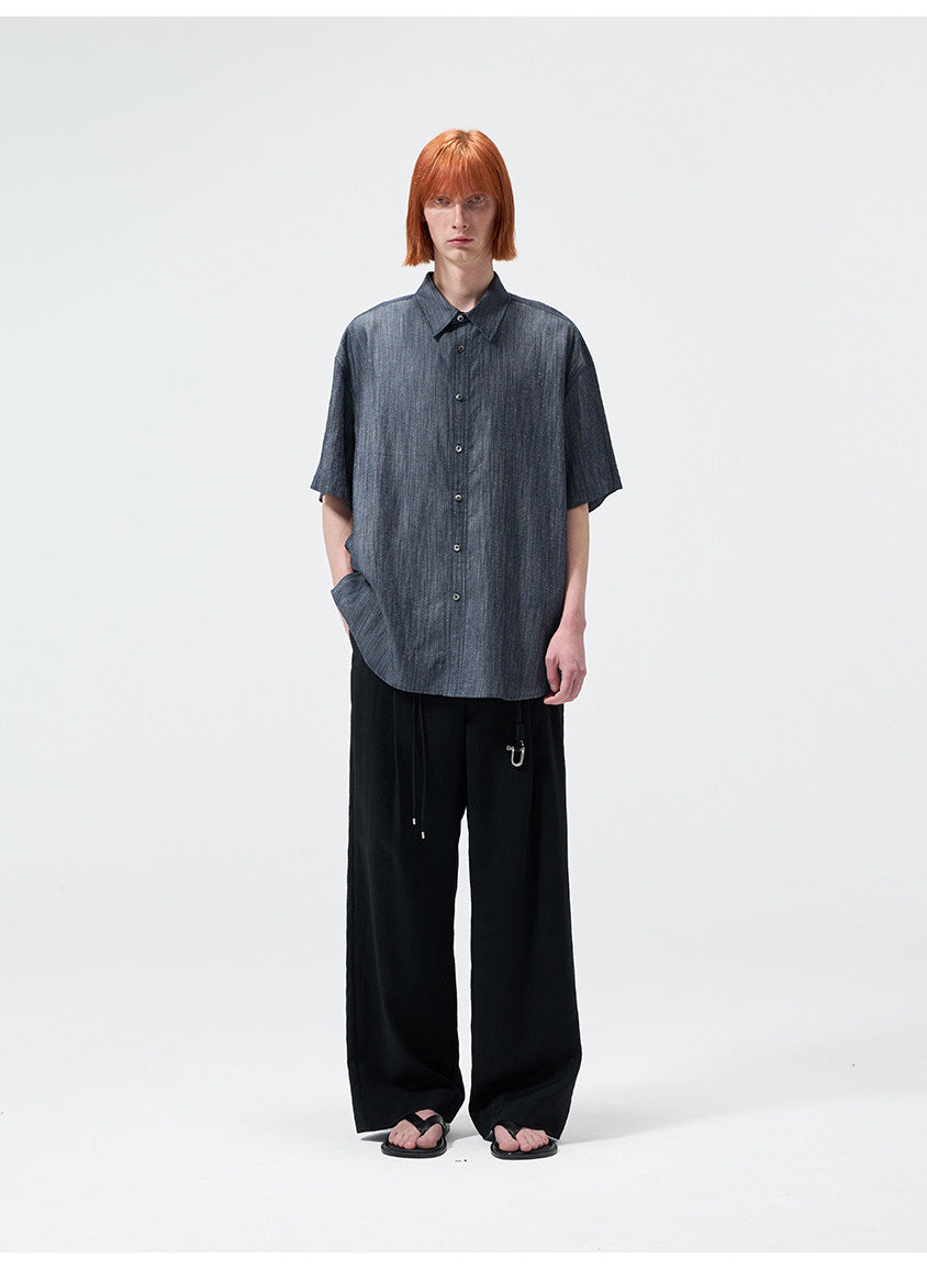 Casual Pants with a Partial Elastic Waistband