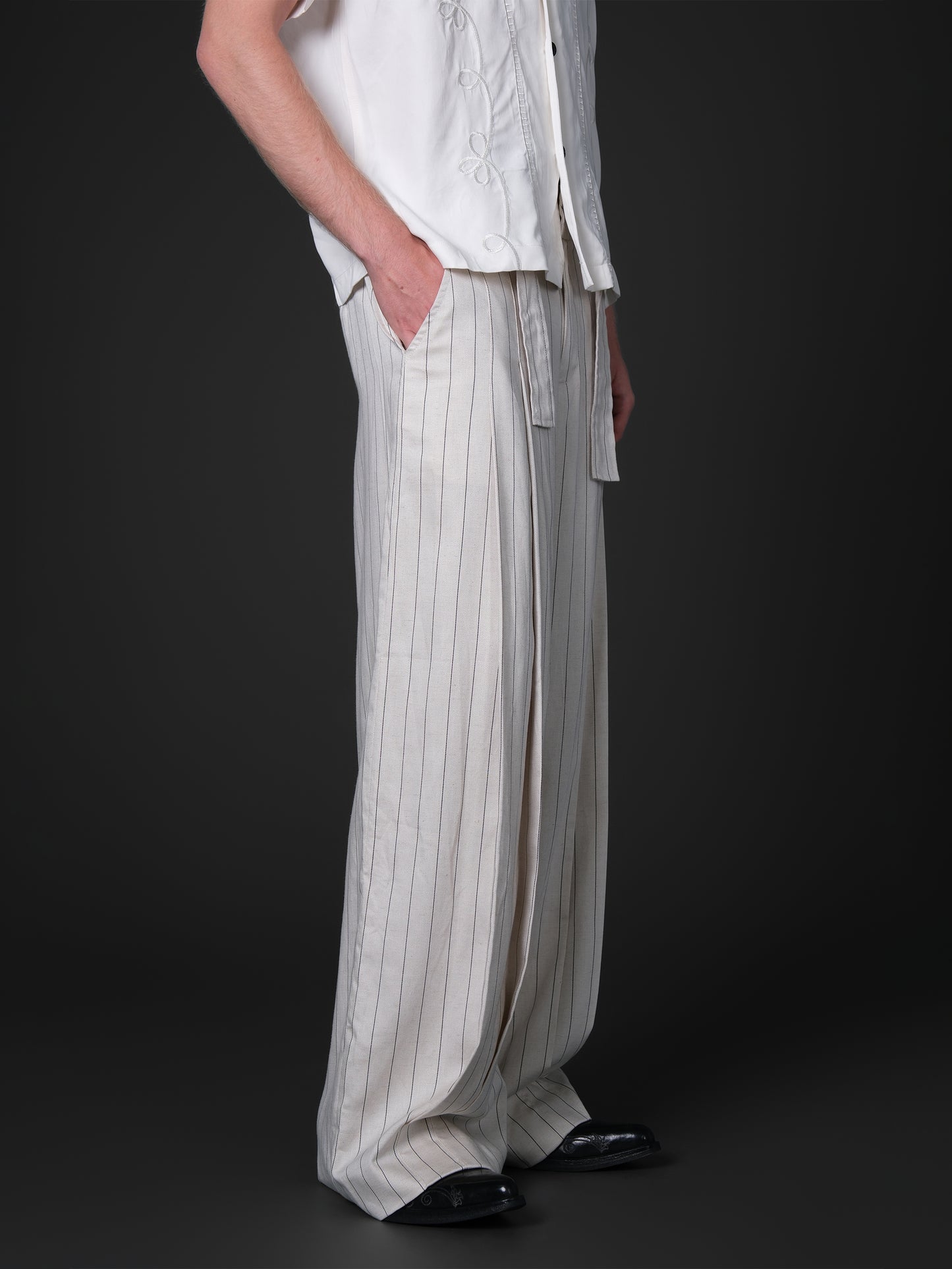 Striped casual wide leg pants