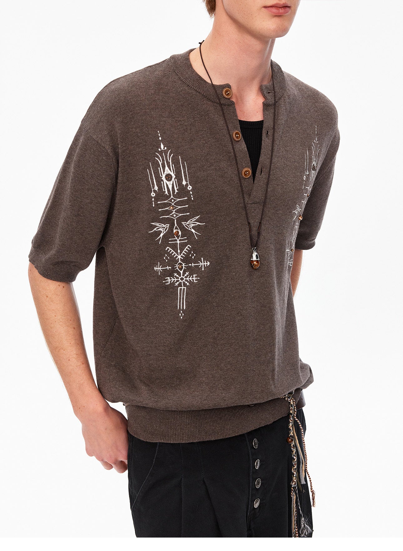 Vintage-Style Henley Sweater