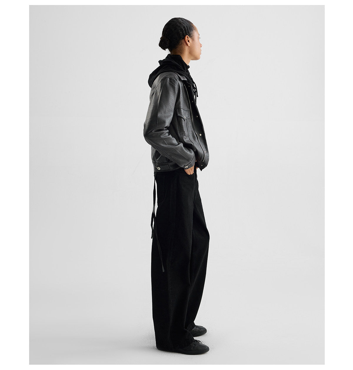 Coated Short Biker Jacket
