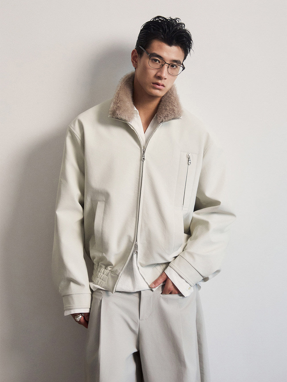 Detachable fur collar jacket