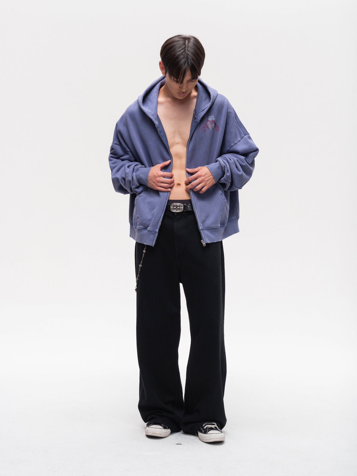 Vintage-Style Zipper Sweatshirt with a Washed Finish