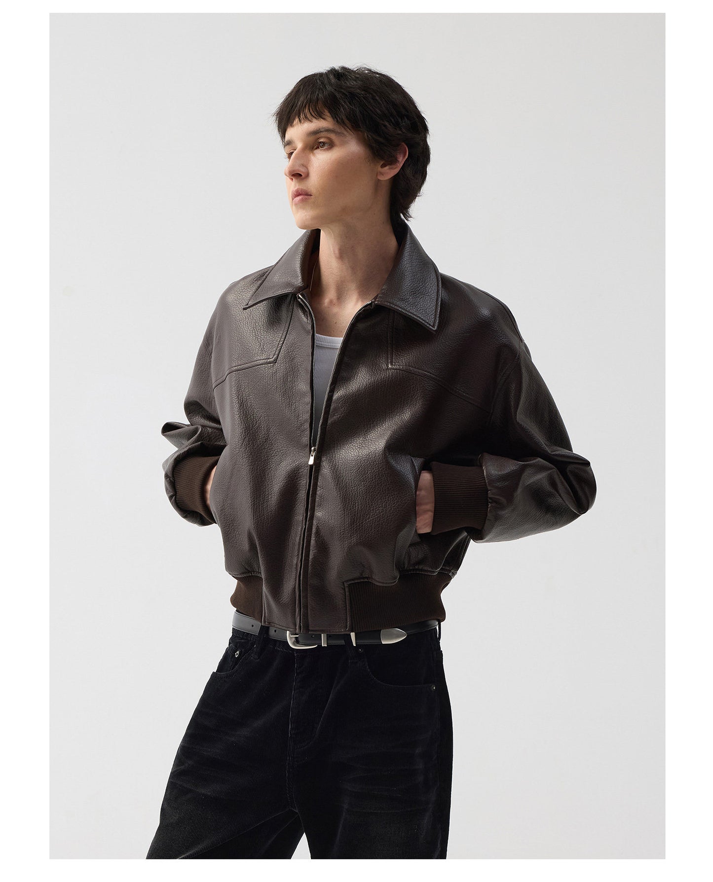 PU Short Wide Leather Jacket