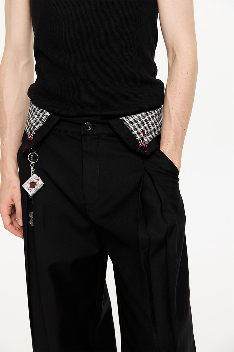 Pleated Houndstooth Casual Pants
