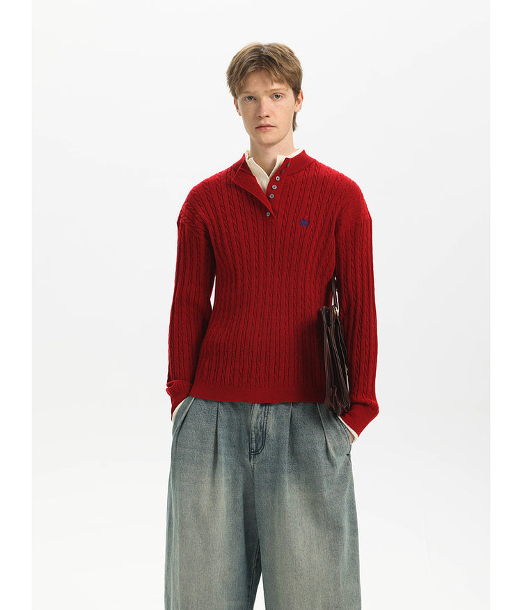 Logo Cable Embroidery Sweater