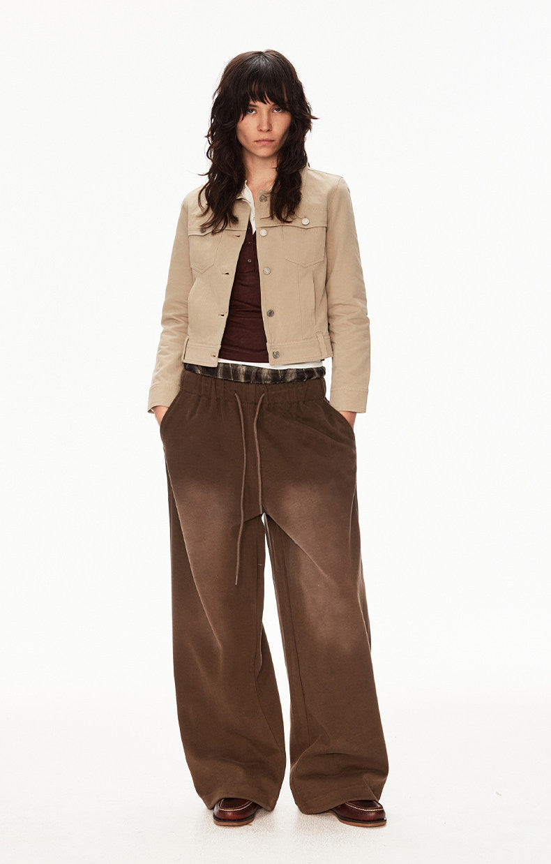 Double-Waistband Washed Sweatpants
