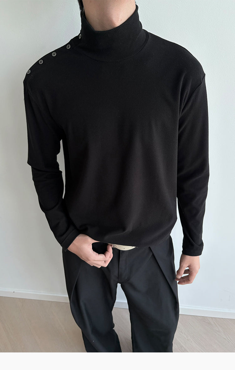 Shell Button High-Collar Shirt