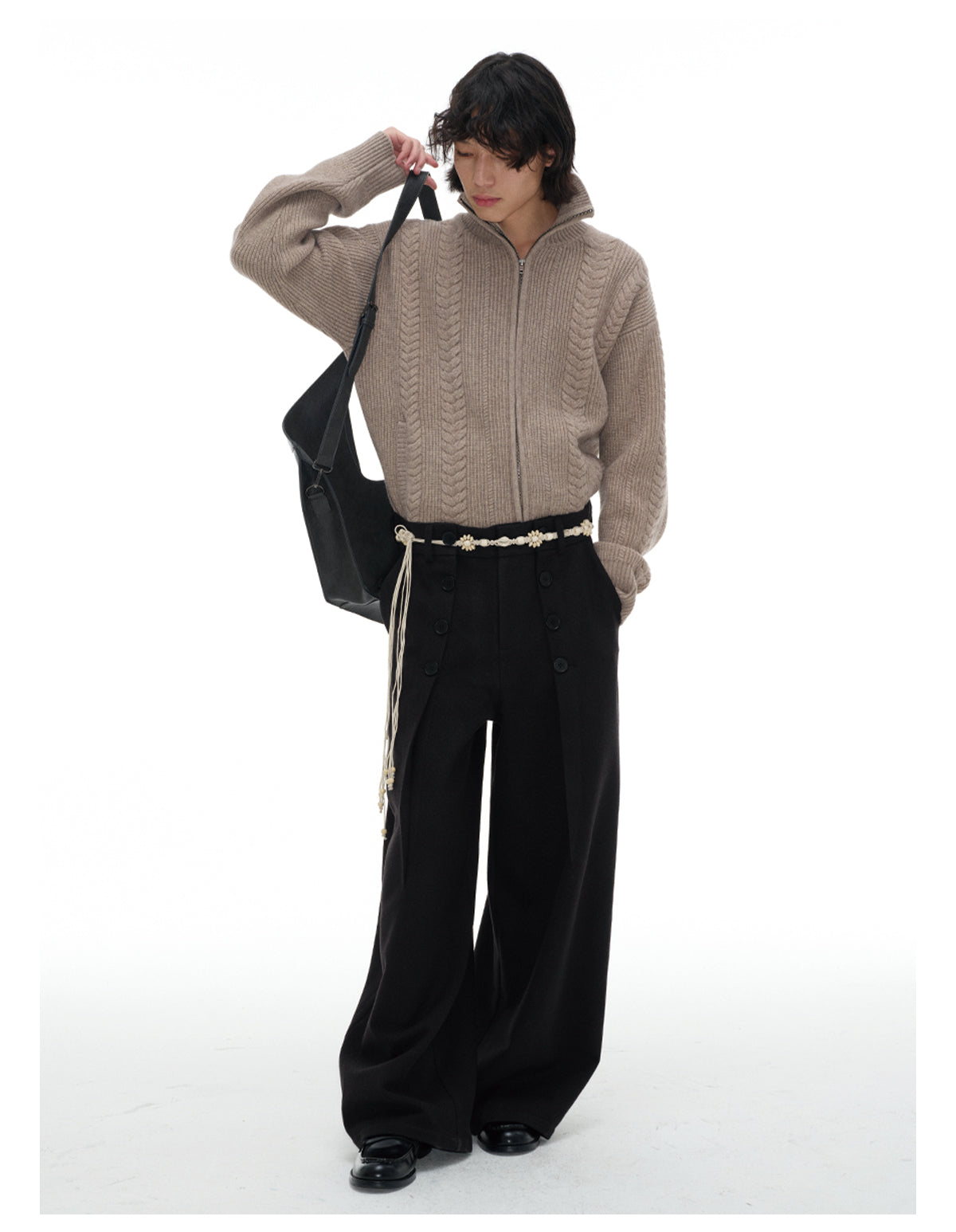 Cable Zipper Cardigan