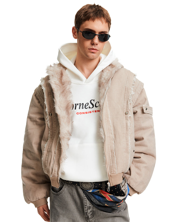 Distressed-look padded jacket