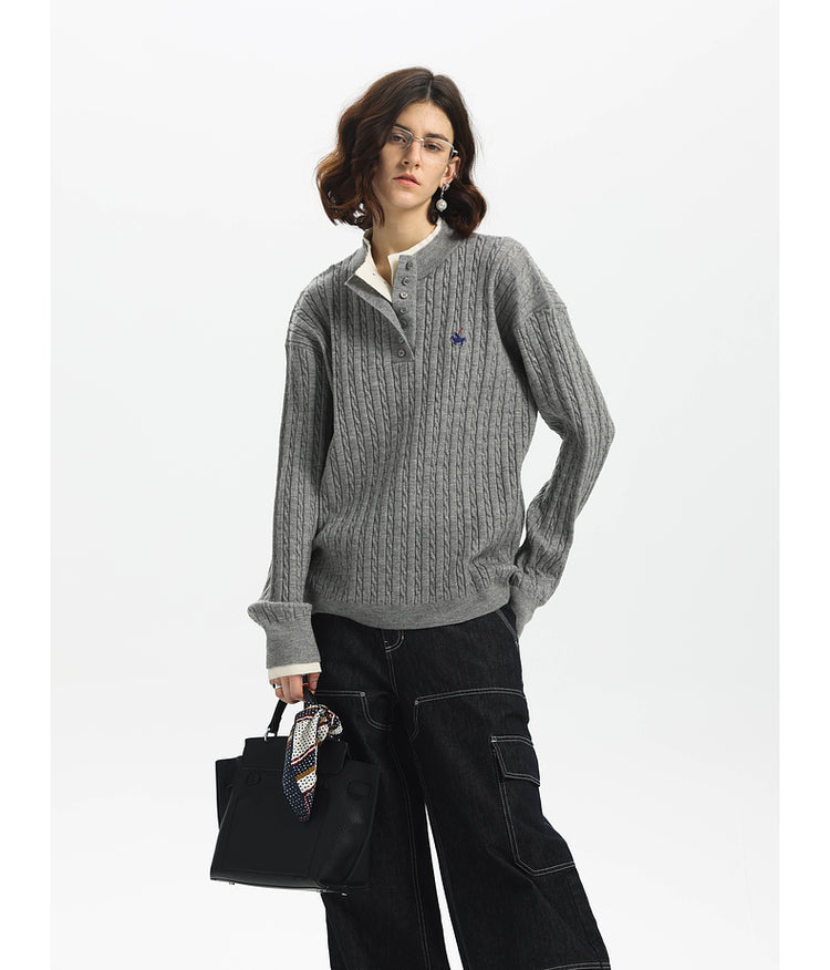 Logo Cable Embroidery Sweater