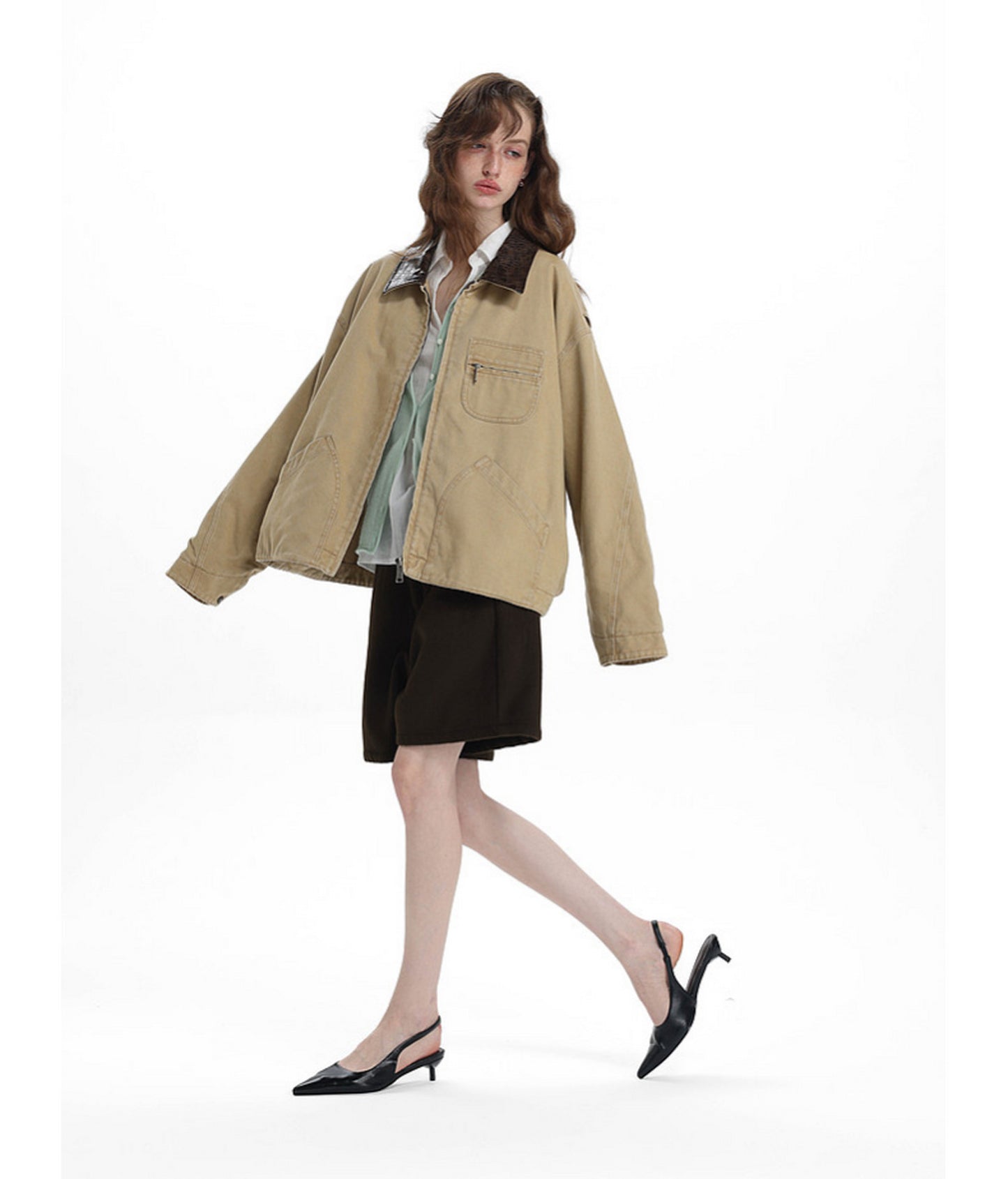 Faux Crocodile Leather Patchwork Jacket
