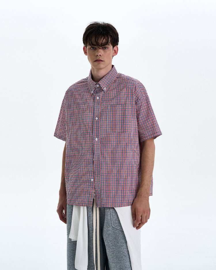 Contrast Color Check Shirt