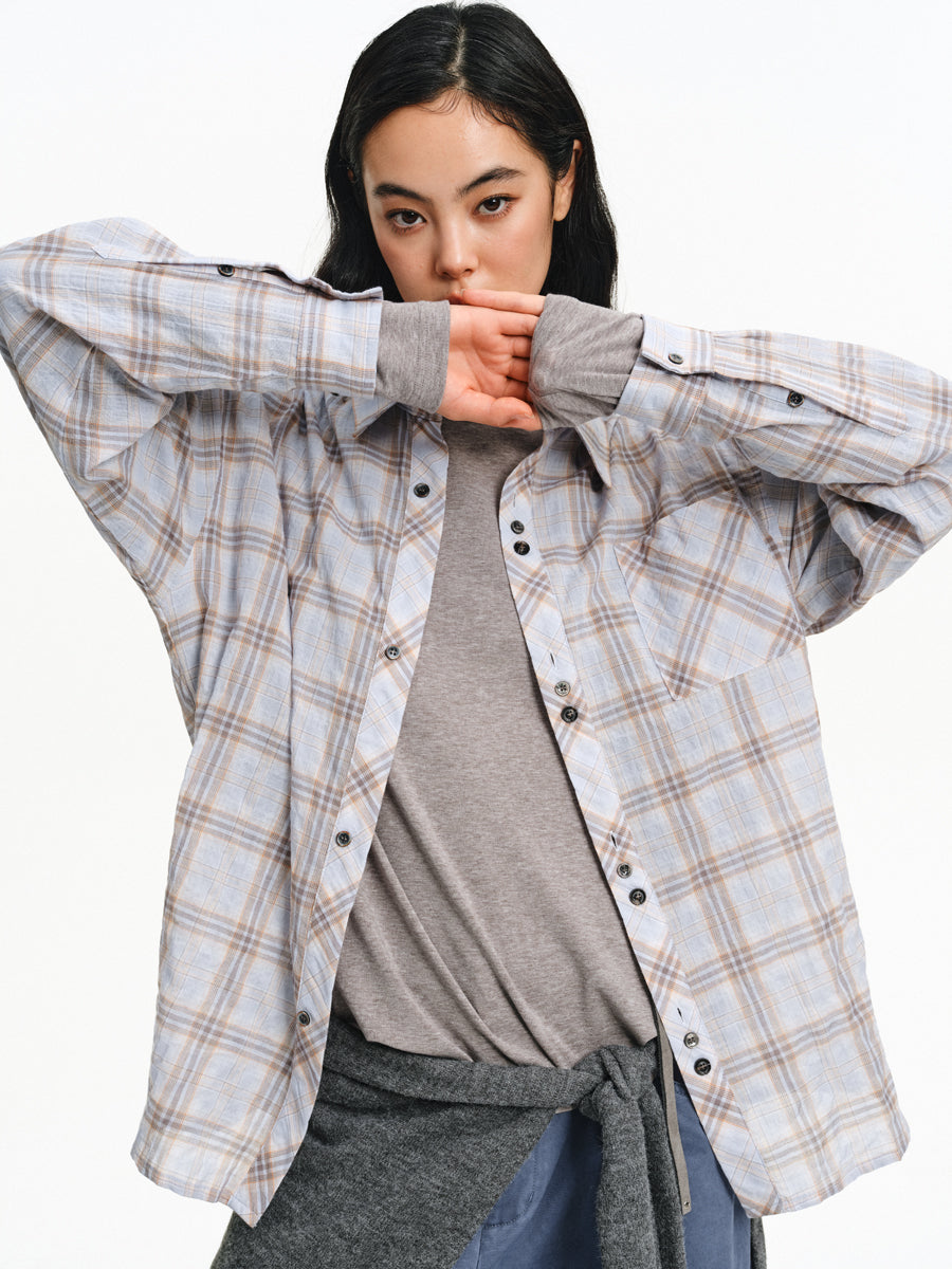 Multi-button Checkered Shirt