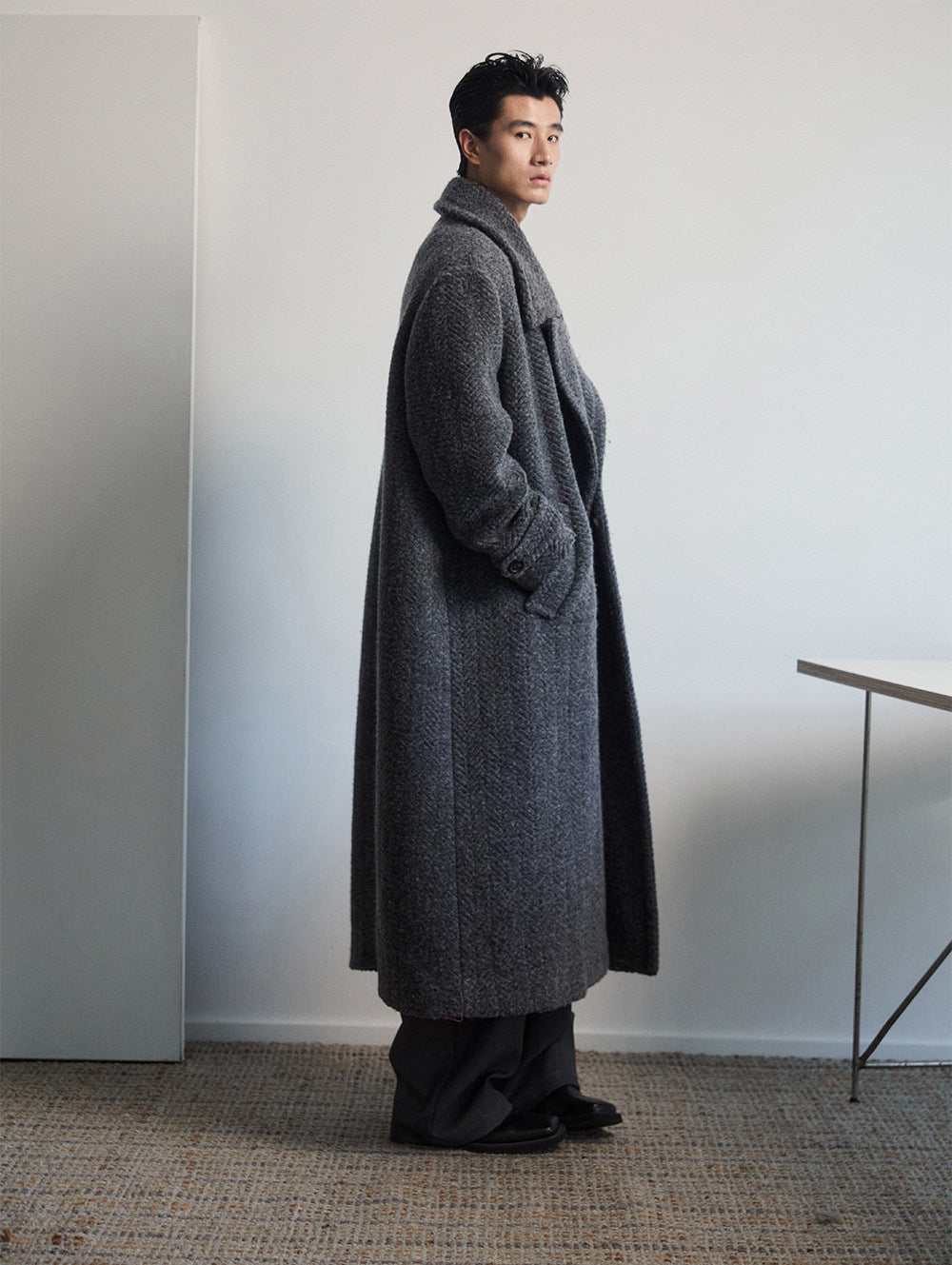 Wide-Shouldered Long Coat