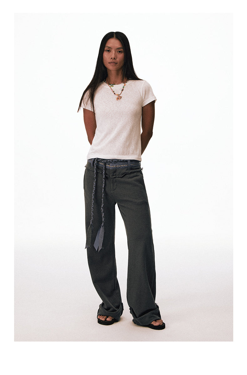 Knit Wide-Leg Casual Pants