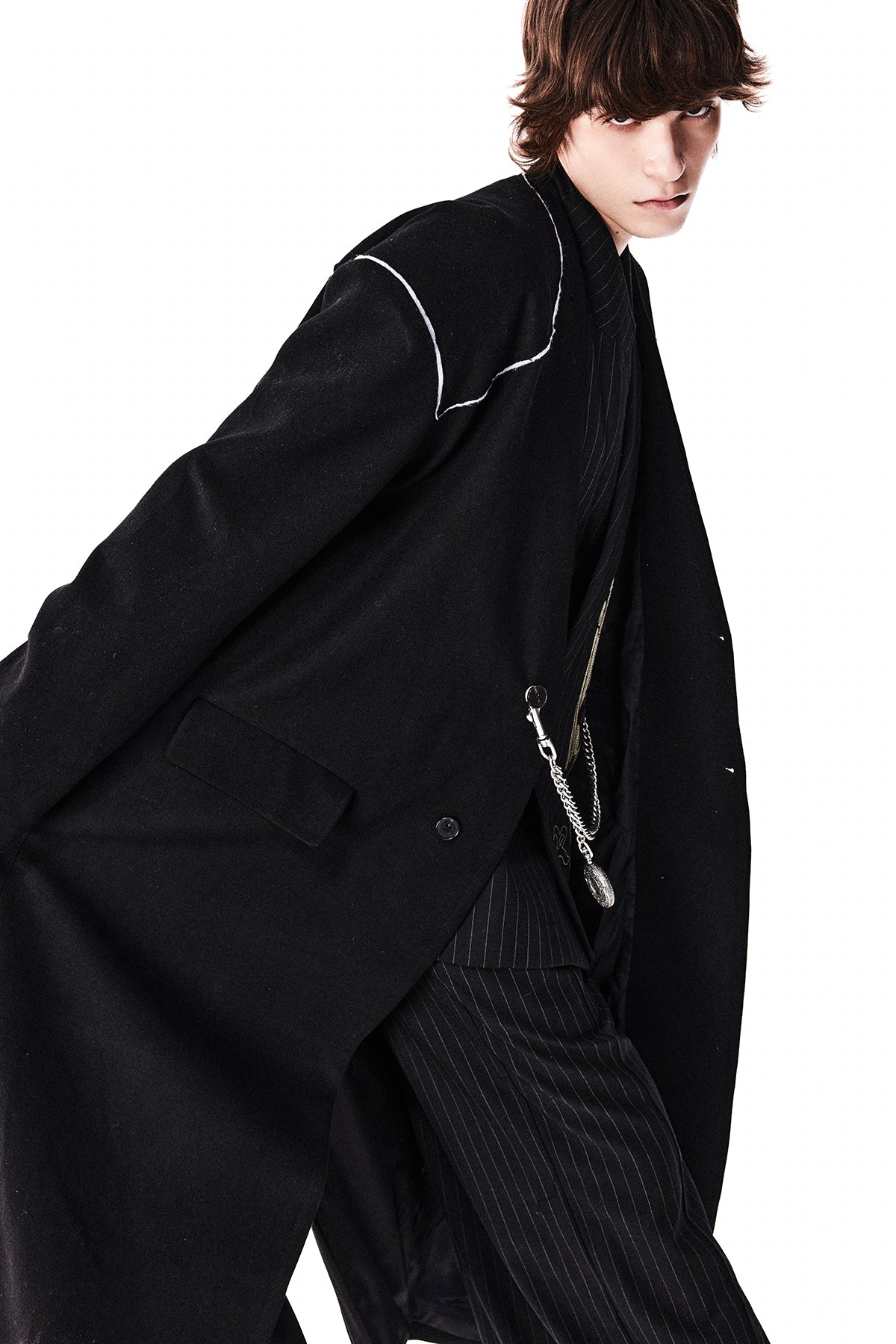 Shoulder pad long coat