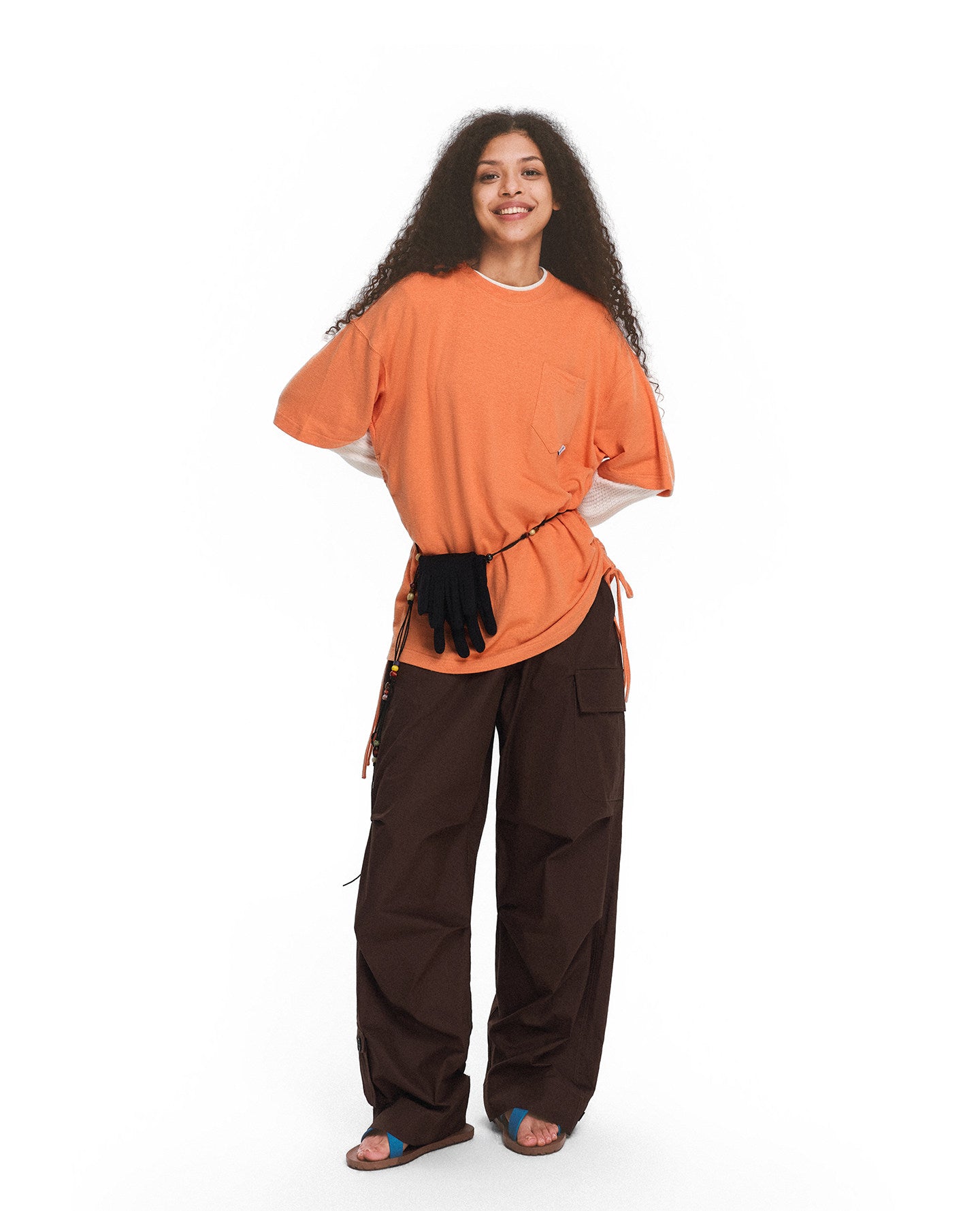 Drawstring T-Shirt with Loop Holes