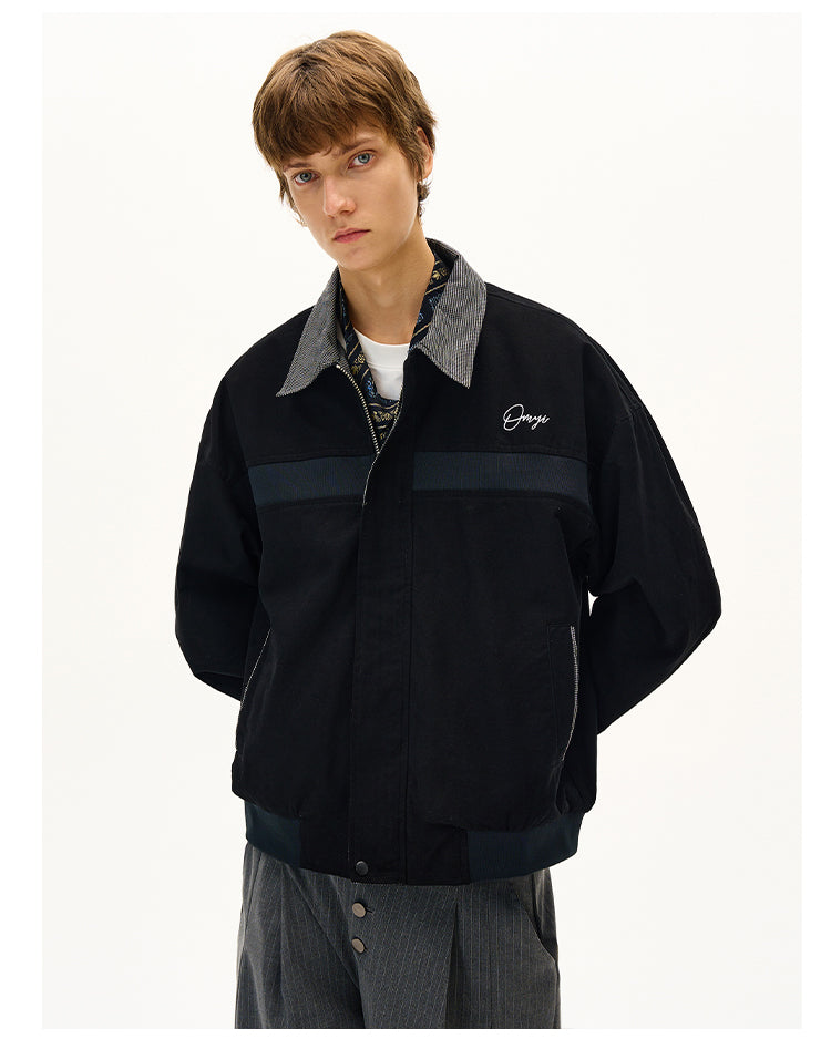 Checkered Stitch Harrington Jacket