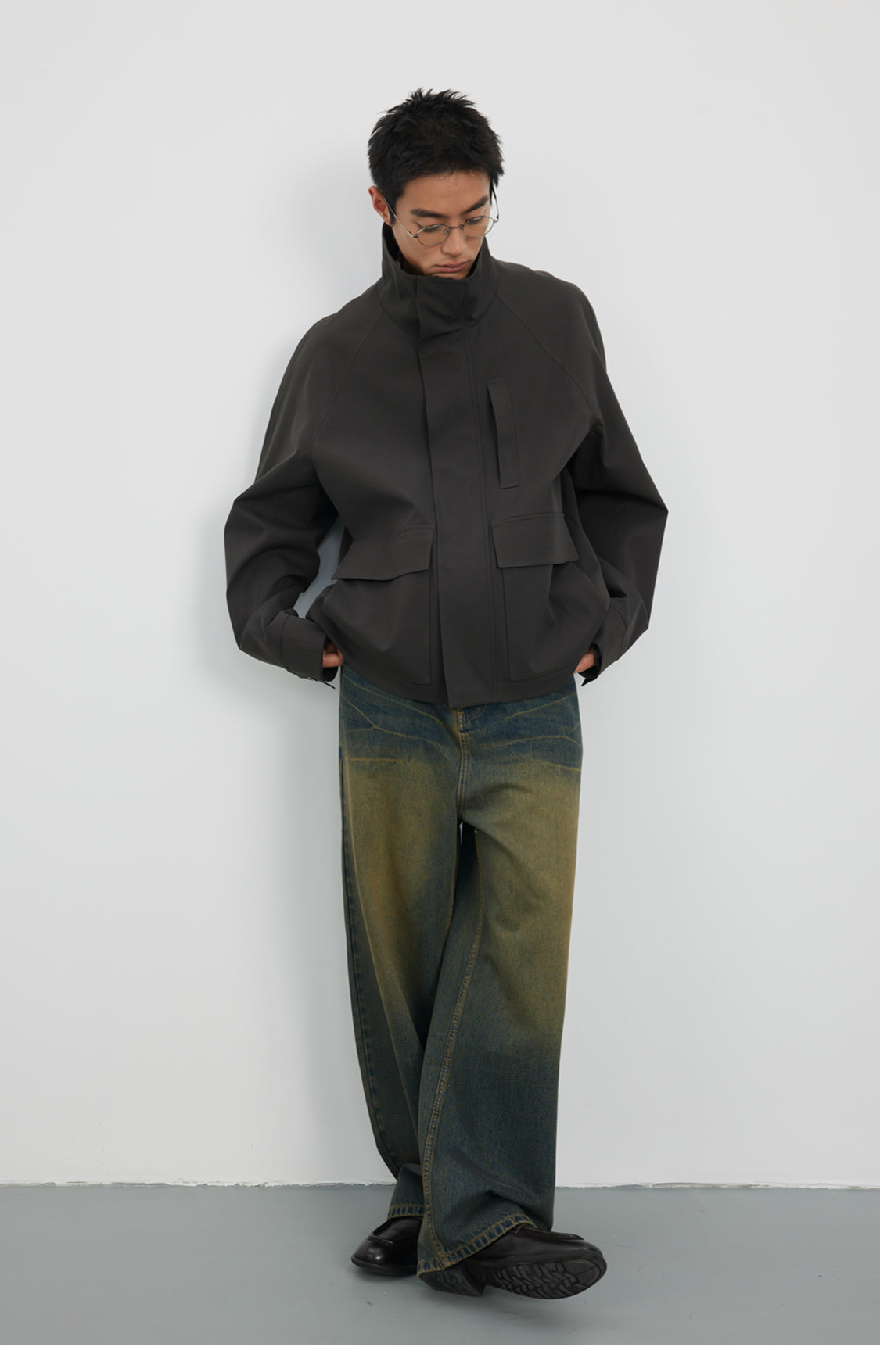 Stand collar short jacket