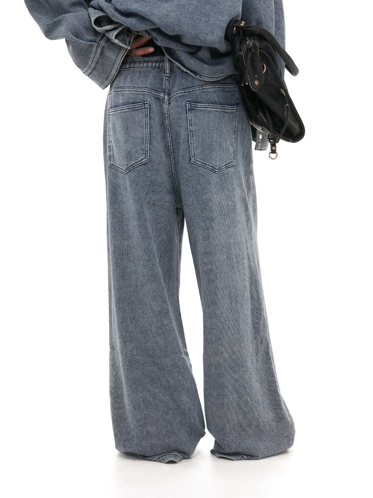 Damaged elastic waist denim pants