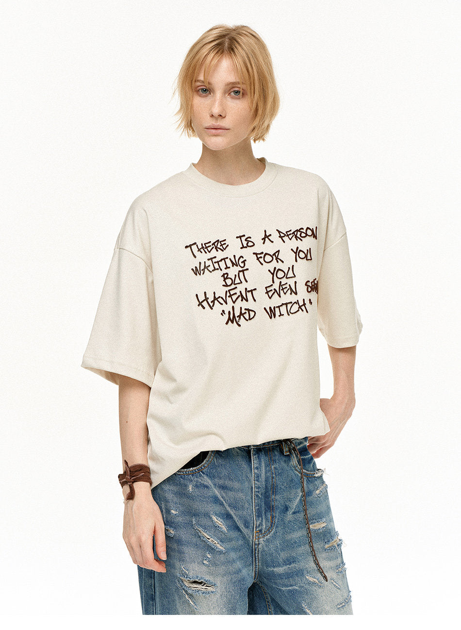 Unisex Casual Embroidered T-Shirt