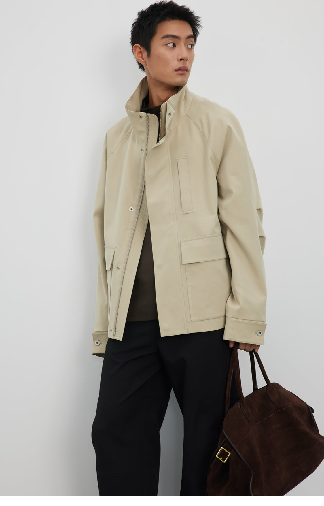 Stand collar short jacket