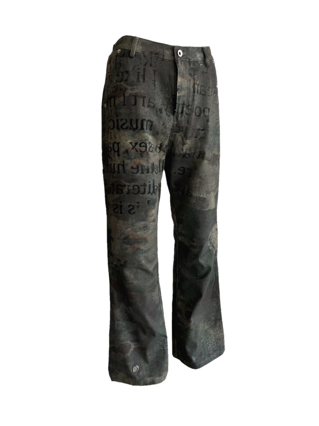 Camouflage Wide Leg Damaged Bootcut Pants