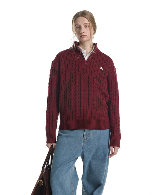 Half-Zip Stand Collar Knit