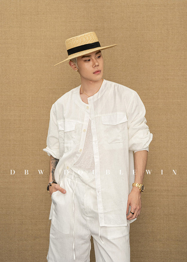 Linen-Blend Shirt Set