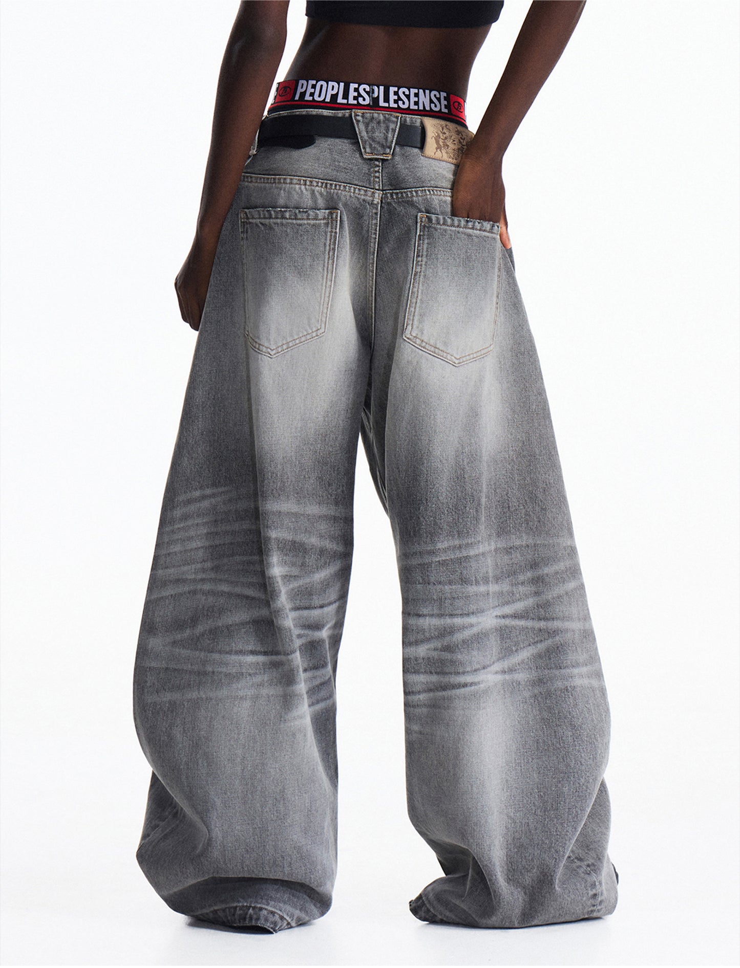 Vintage Wash Wide Leg Jeans