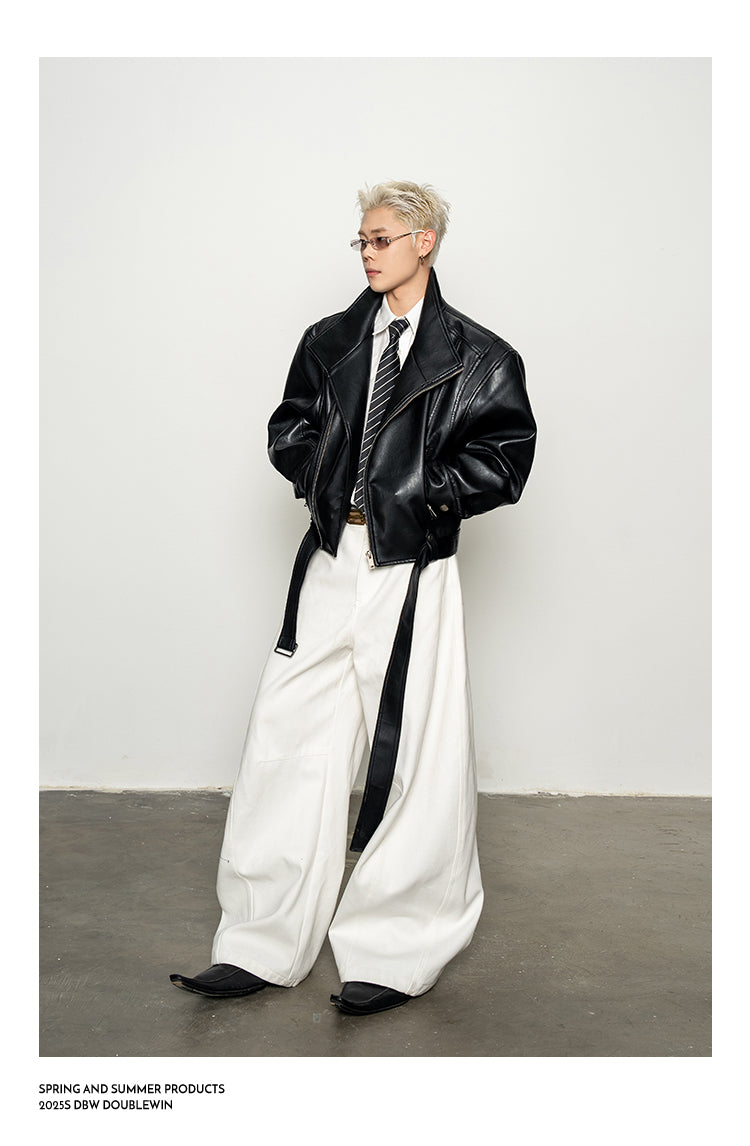 Shoulder-Waist Leather Jacket
