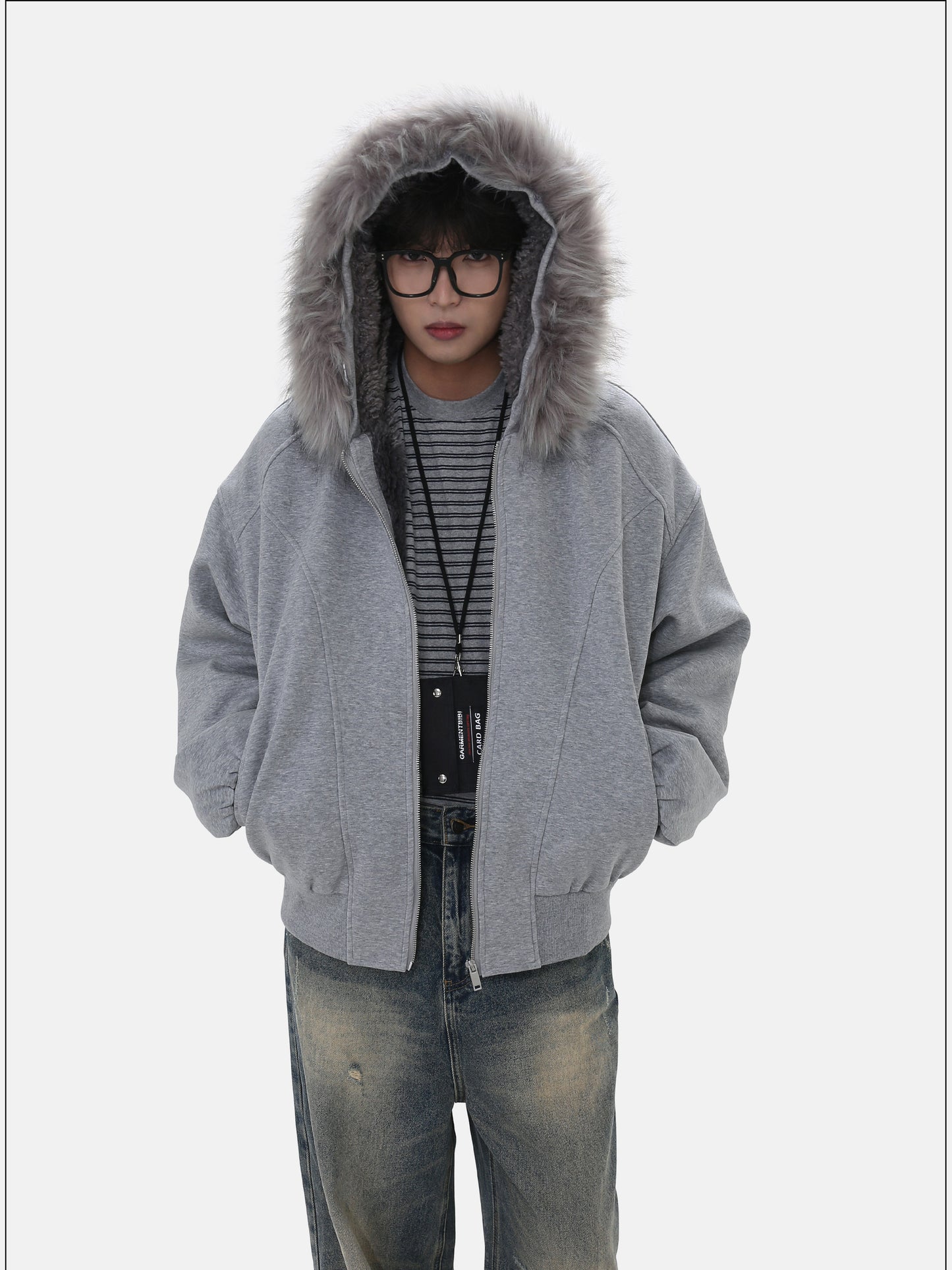 Detachable Collar Hooded Sweatshirt
