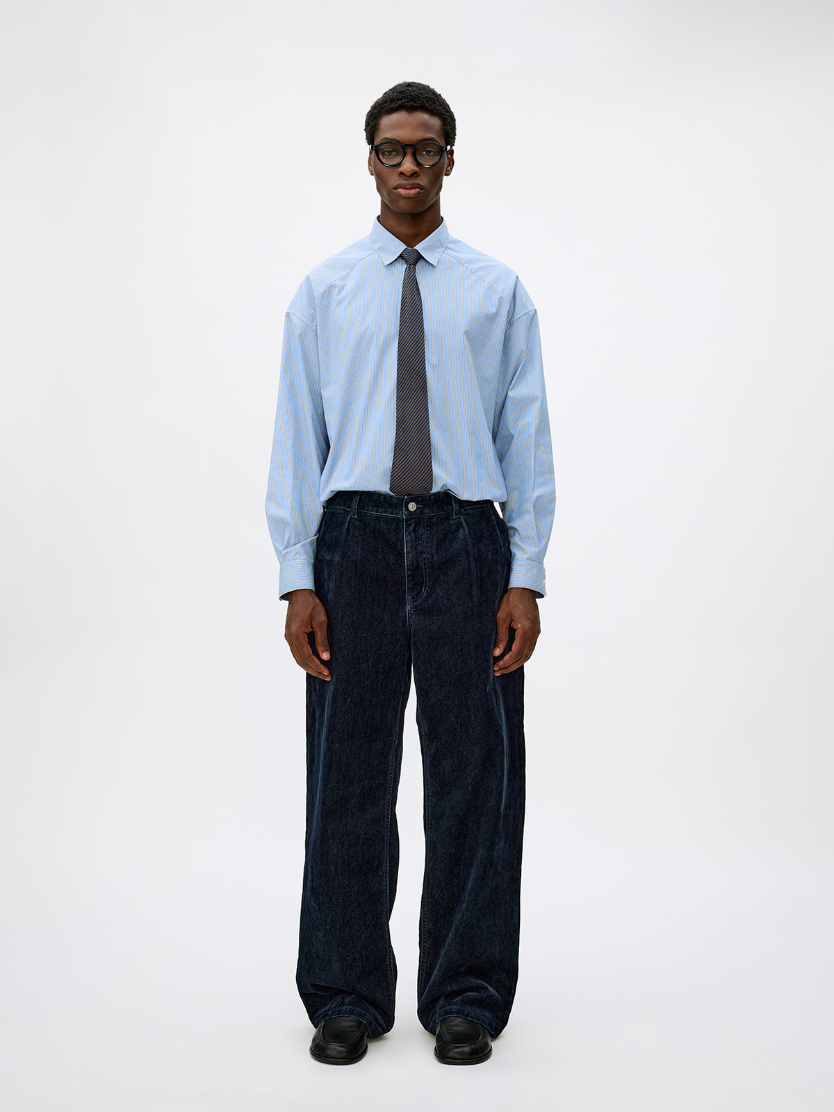 Adjustable Button Flock Denim Pants