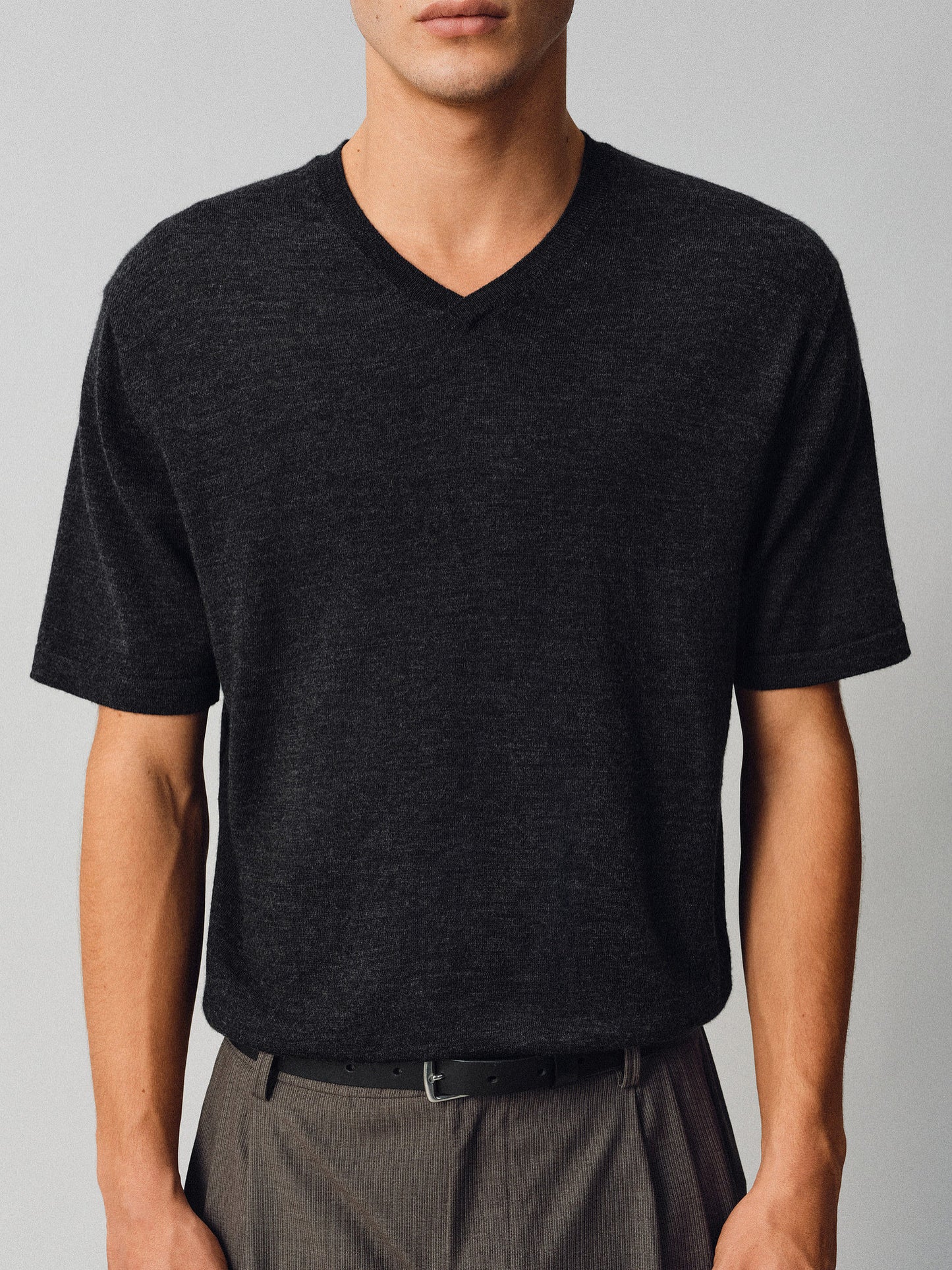 V-neck Wool Knit Shirt