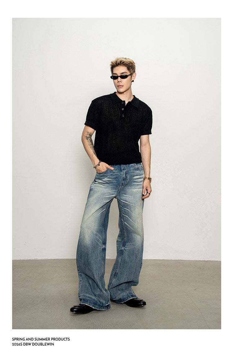 Slightly sheer polo shirt