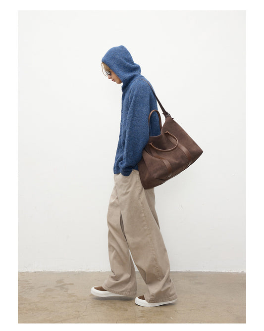 PU Suede Patchwork Tote Bag